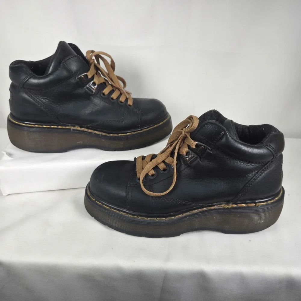 Vtg Dr Martens Doc 9357 Chunky Black Ankle Boots Uk Mens 5 Made In England